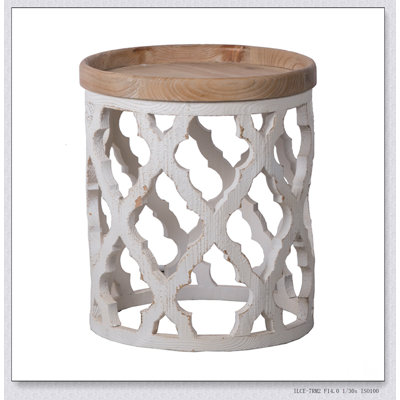 Charming 23-Inch Distressed White Round Side Table, Perfect For Space-Saving And Enhancing Home Decor.