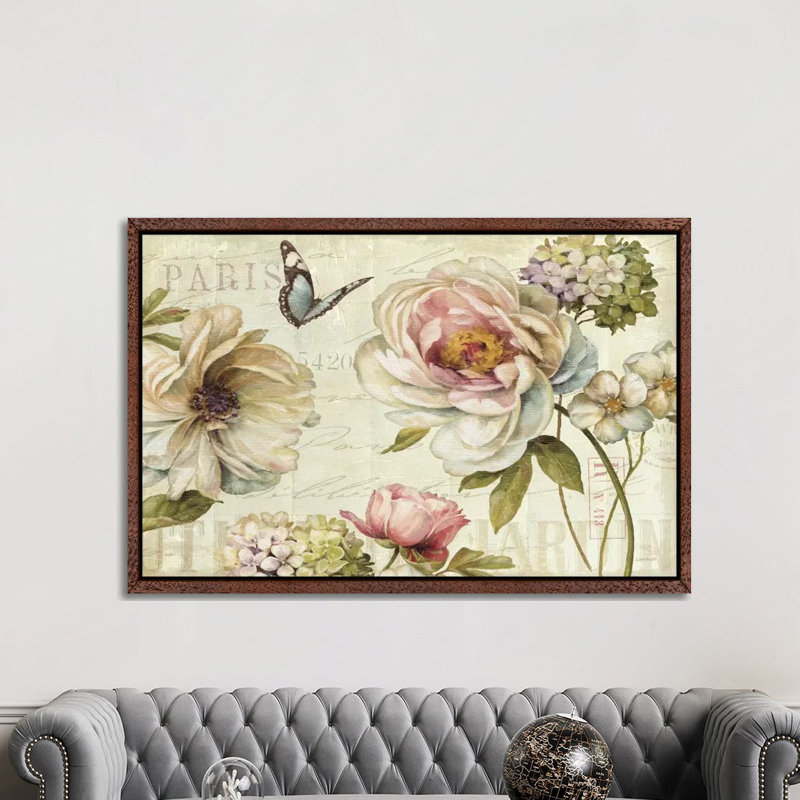 Marche De Fleurs IV 1 Piece Wall Art on Canvas, 152.5 cm H x 101.5 cm W, Classic Brown Wood Framed