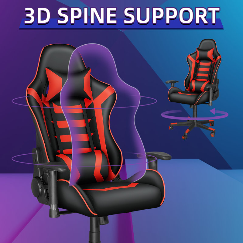 Fauteuil inclinable, ergonomique, pivotant et réglable, Rouge / noir