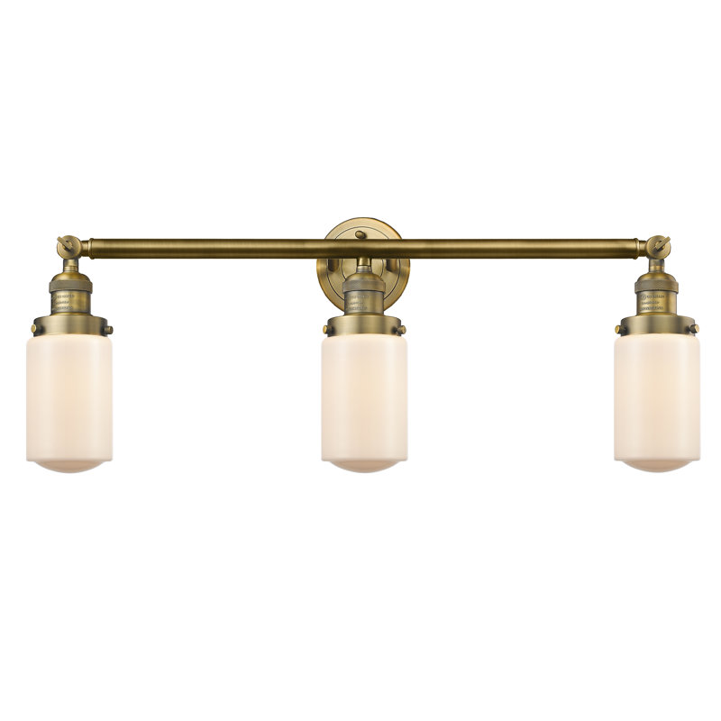 Éclairage pour salle de bain 3 lumières Saroyan, Ampoule incandescente rétro de 60 watts, Blanc mat, Bronze huilé