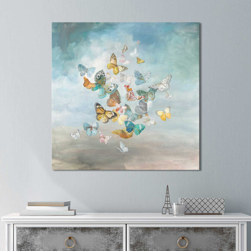 «Beautiful Butterflies», reproduction de peinture acrylique sur toile, H 18 po x l 18 po x P 1 po, Toile tendue