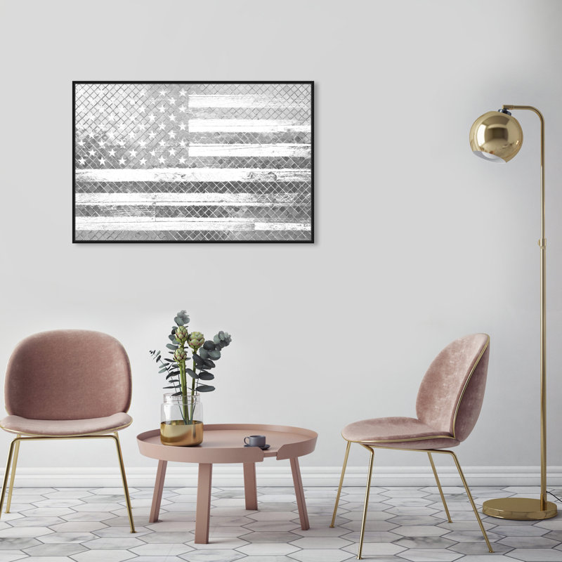 American - impression sur toile, Cadre flottant noir, H 25 po x l 37 po