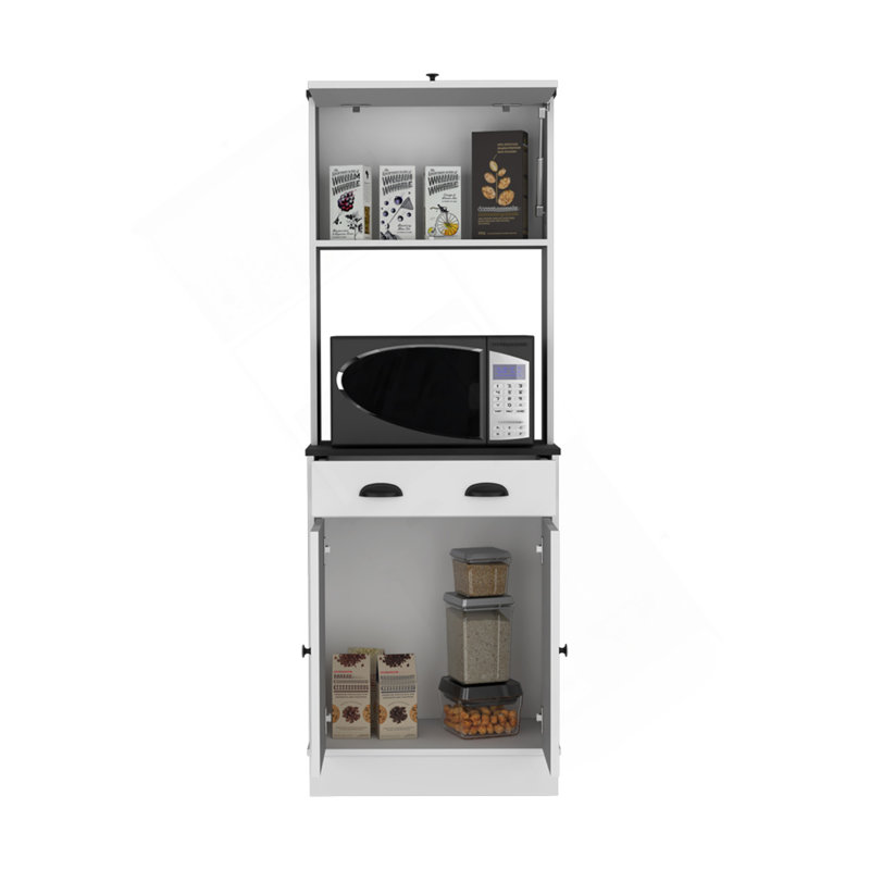 Garde-manger avec micro-ondes Pantry, blanc / noir