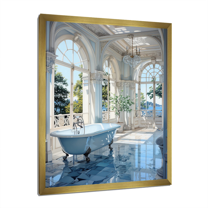 Bathroom Tranquil Reflections II - Impressions encadrées pour salle de bain, Cadre doré simple, H 40 po x l 30 po x P 1,5 po
