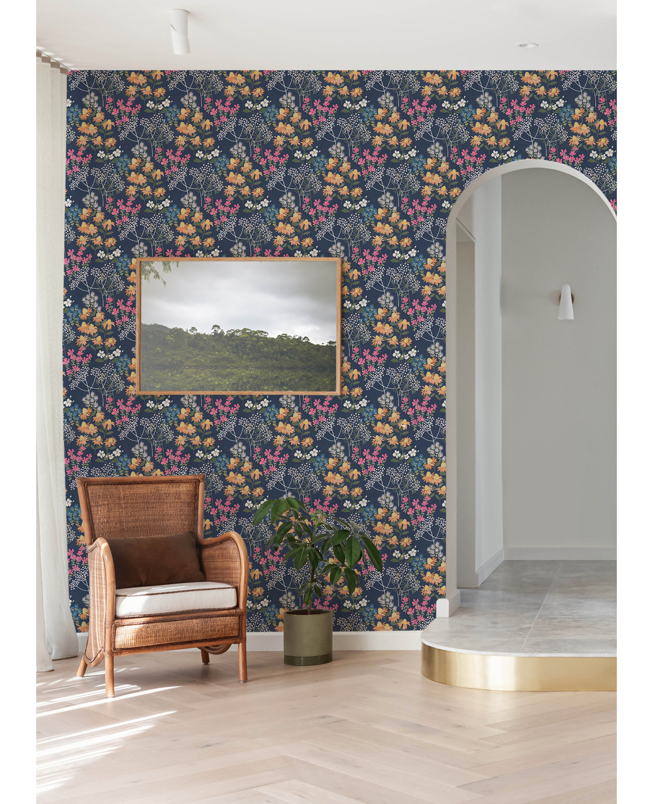 Floral Wallpaper, Navy