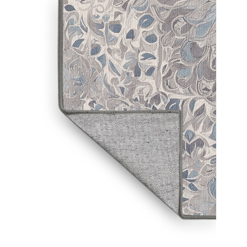 Machine Washable Gray Area Rug, Round 3'