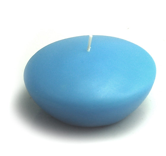 Ensemble de bougies flottantes non parfumées, H 1 po x 1,75 po de diamètre, Bleu pâle, Ensemble de 24 pièces