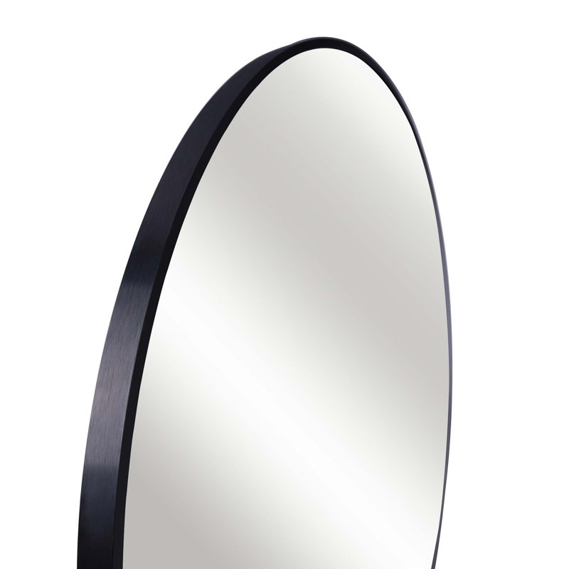Miroir de salle de bain en métal, 16 po x 16 po, Noir, Rond