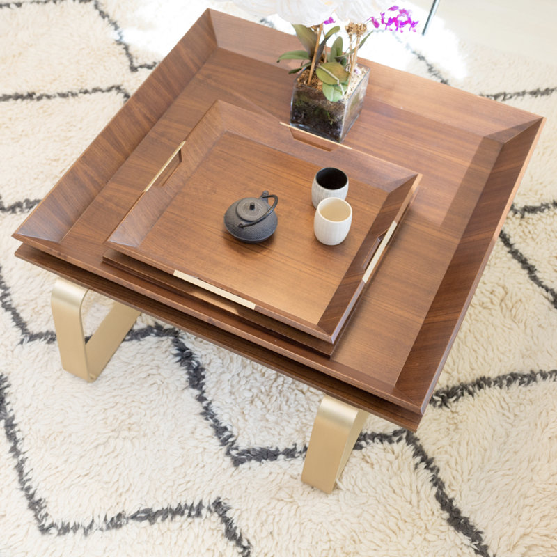 Le Solid Wood Coffee Table, Oiled Bronze, Walnut