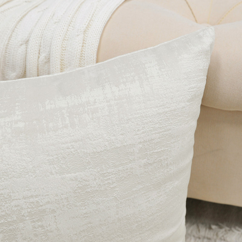 Textured Velvet Throw Pillow Cover, Gardenia