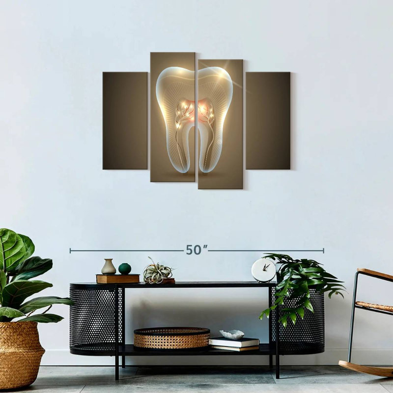 Ensemble de 4 pièces sur une toile brillante, H 27 po x l 43 po x P 1,25 po