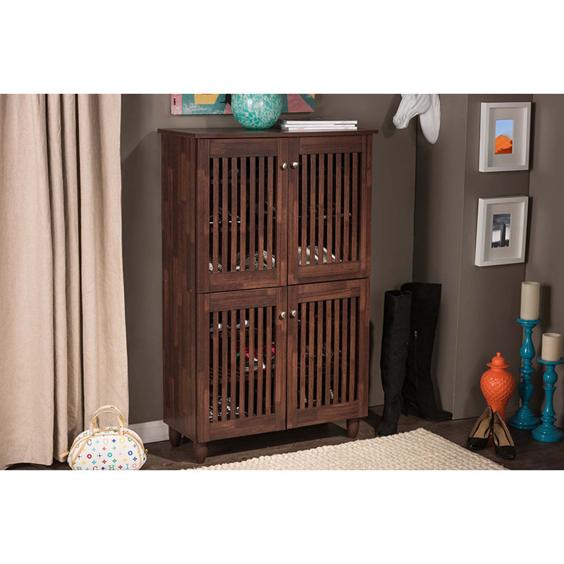 Armoire de rangement pour 18 paires de chaussures, Brun
