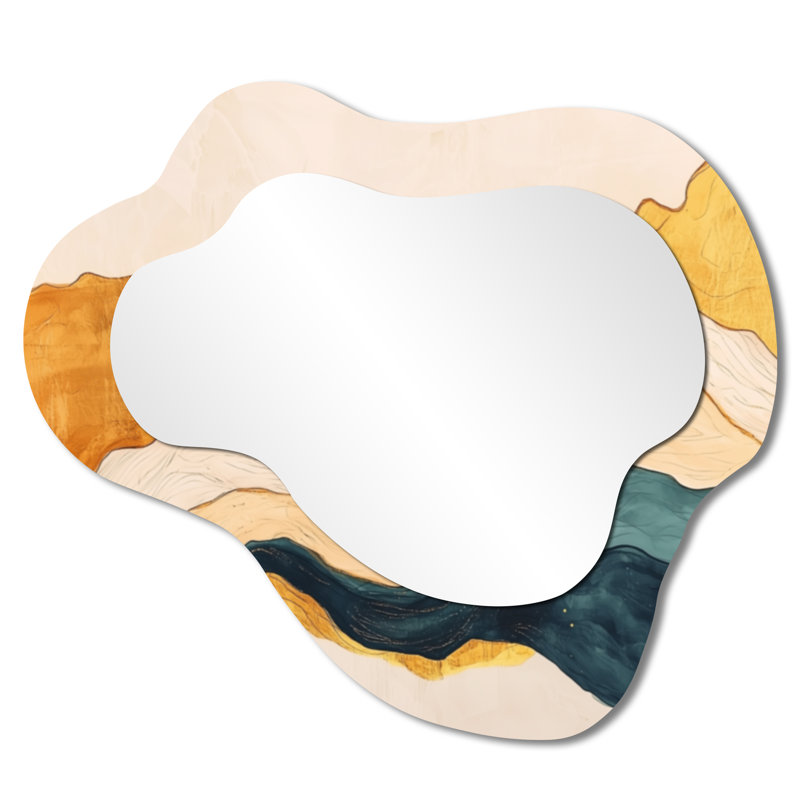 Encre vague du désert - miroir mural décoratif désert, miroir de coiffeuse Global, imprimé sur métal, 25 po x 28 po