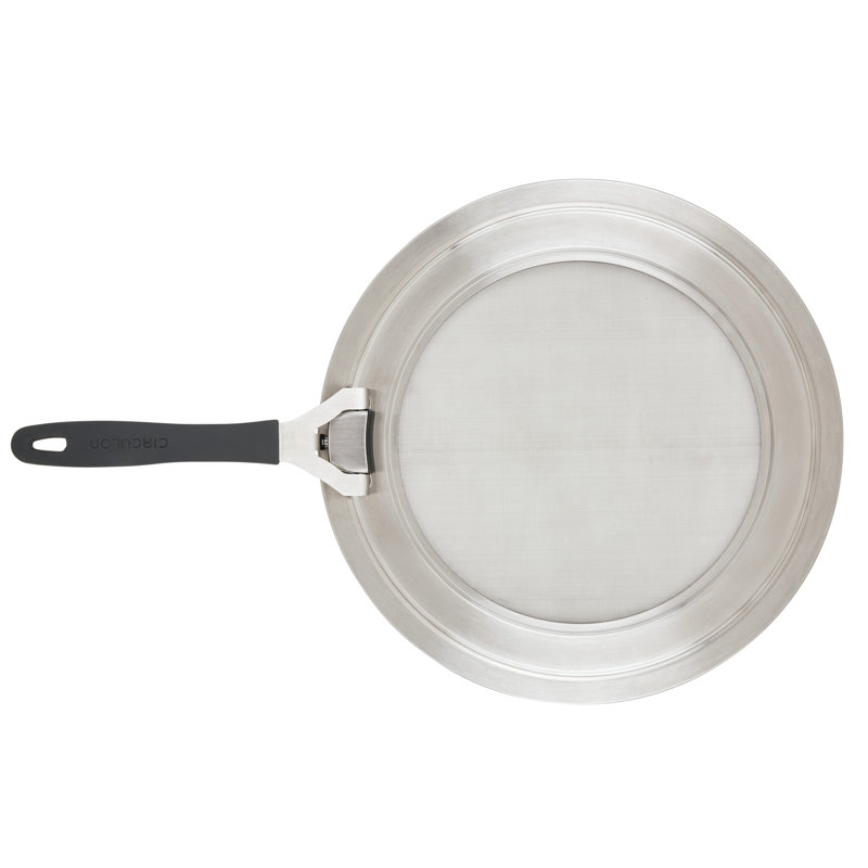 Circulon Universal Splatter Guard Mesh Grease Cover For Pots And Pans Protects Stove, Countertop, And Kitchen From Oil When Frying, 13 Inch, Stainless Steel