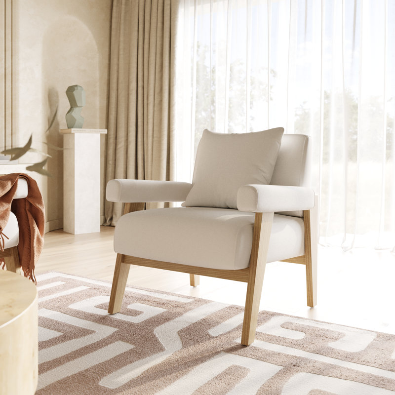 Cynthia - Chaise d'appoint moderne en tissu blanc et bois