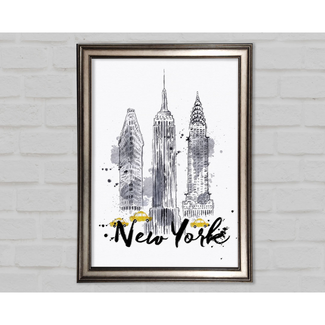 Outline Of NYC - Single Picture Frame Art Prints