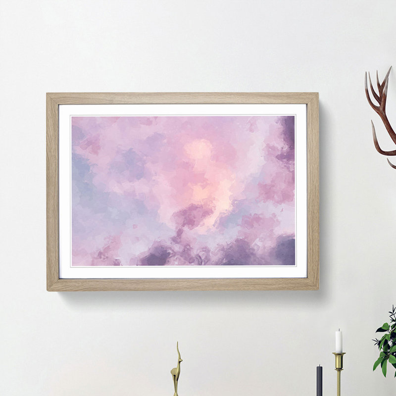 Cloud Mist In Abstract - Picture Frame Painting Print, 27cm H x 36cm W x 2cm D, Oak Framed