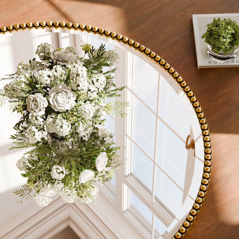 Decorative Round Mirror, Gold, 36" x 36"