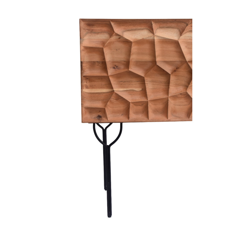 Armoire rectangulaire en bois massif et pieds en fer, 72 x 18 x 33