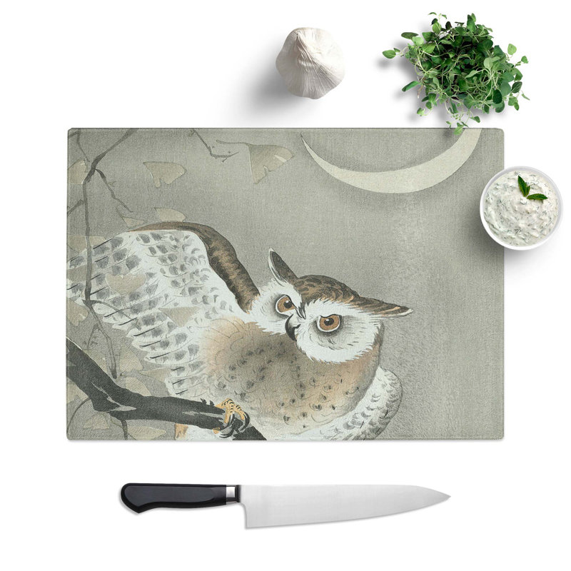 Glass Long-Eared Owl by Ohara Koson Chopping Board, 39 cm W x 28.5 cm L
