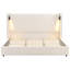 Très grand lit, cadre de lit, beige, rembourrage à oreilles haut, lampe de lecture réglable, mousse douce, sans sommier, tête de lit à oreilles facile à installer, assemblage simple
