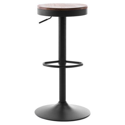 Jaina 15.2" W Solid Wood Swivel Adjustable Height Bar Stool