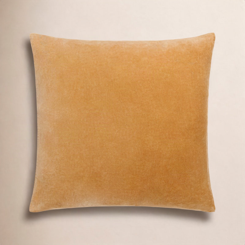 Denny Cotton Pillow Cover, Yellow, Square 18", Down