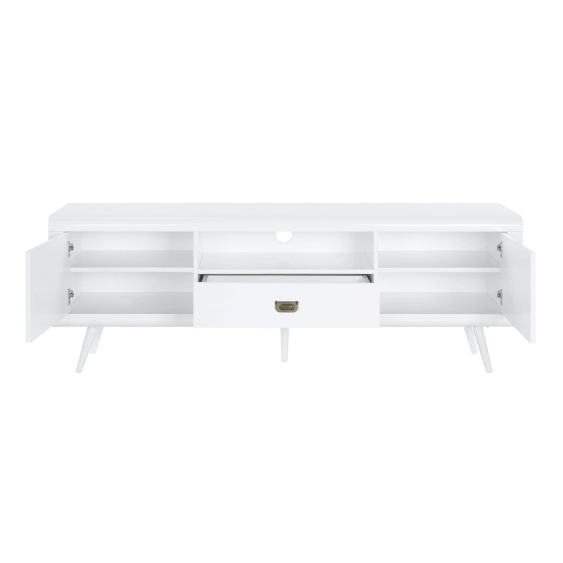 Meuble télé rectangulaire blanc brillant Pagan