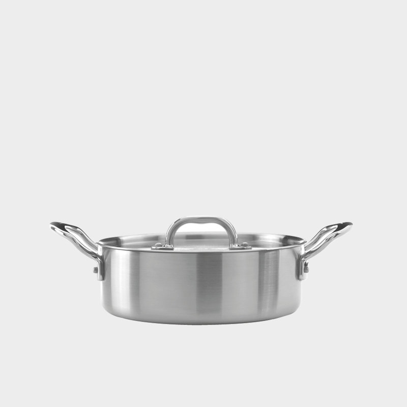 Samuel Groves Stainless steel 3-ply Sauté pan, with lid & side handles