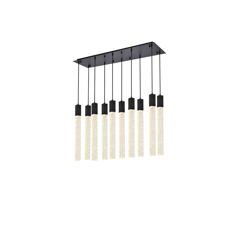 Luminaire suspendu pour îlot de cuisine 10 lumières Aliha, Noir