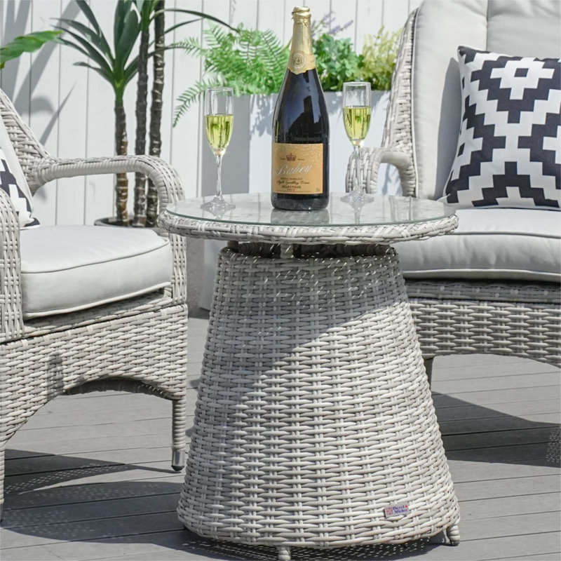 Joseph Wicker End Table, White 
