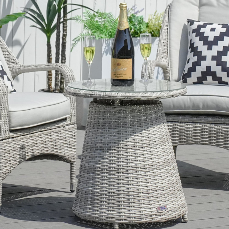 Table de bout en osier Joseph, Blanc / Blanc