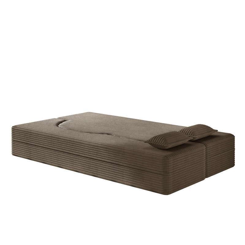 Canapé moderne avec 2 coussins, canapé-lit en velours côtelé et rembourré de mousse, matelas pliant simple de 15 po pour le salon, le lit d'invité, la salle de jeux, aucun assemblage requis