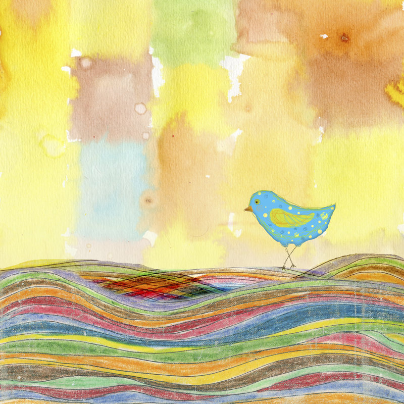 Feathers Dots And Stripes IX by Ingrid Blixt - Wrapped Canvas Painting, 30cm H x 30cm W
