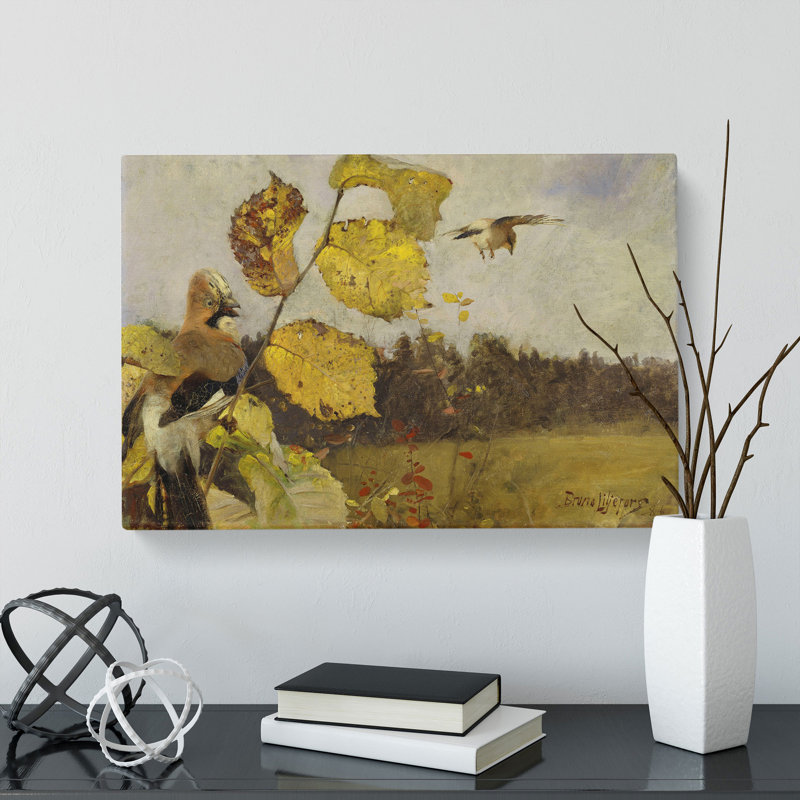 Jay Birds by Bruno Liljefors - Wrapped Canvas, 35cm H x 50cm W x 3cm D