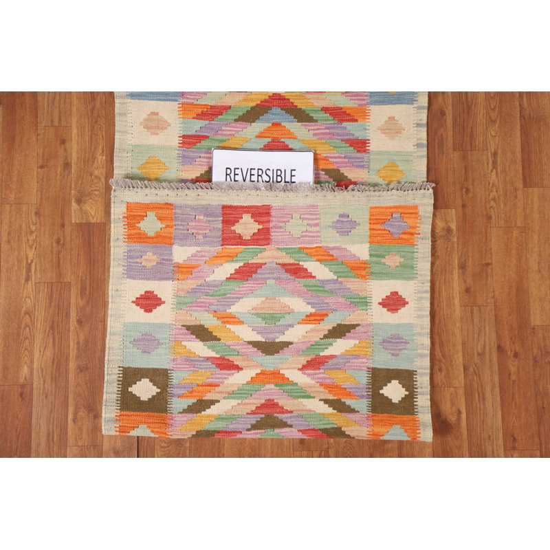Reversible Wool Kilim Runner Rug 3x10