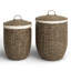 Seagrass Handmade Decorative and Functional Storage Basket with Liner and Matching Tops-1459274902