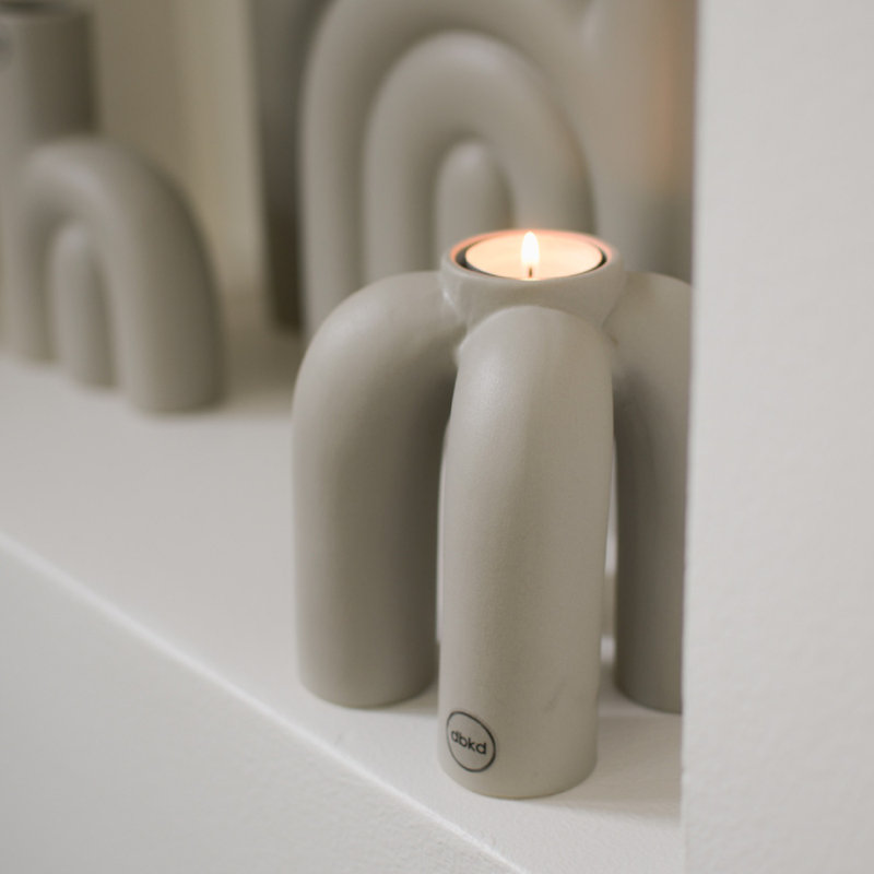 5.11'' H Concrete / Cement Tabletop Candle Accessories, Greige