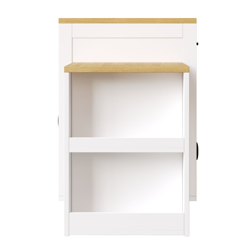 Wood Kitchen Island, White