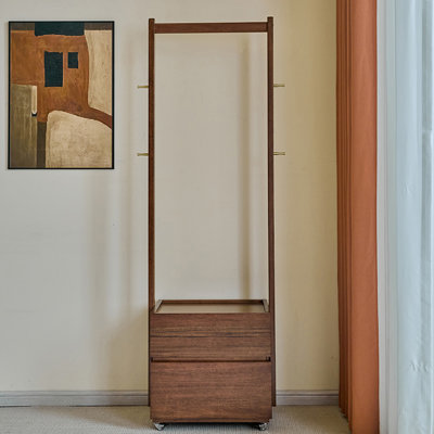 Premium Coat Rack with Silent Drawers Black Walnut