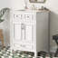 Meuble-lavabo de salle de bain avec lavabo en céramique, structure en bois massif, portes à fermeture douce et style rétro-1279017561