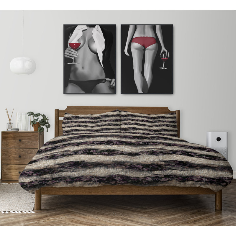 Polyester Twill Abstract Duvet Cover, King Duvet Cover + 2 King Pillowcases