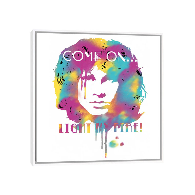 Jim Morrison «Light My Fire Watercolor» - publicité imprimée, H 26 po x l 26 po x P 1,5 po, Aucun mat, Toile blanche encadrée