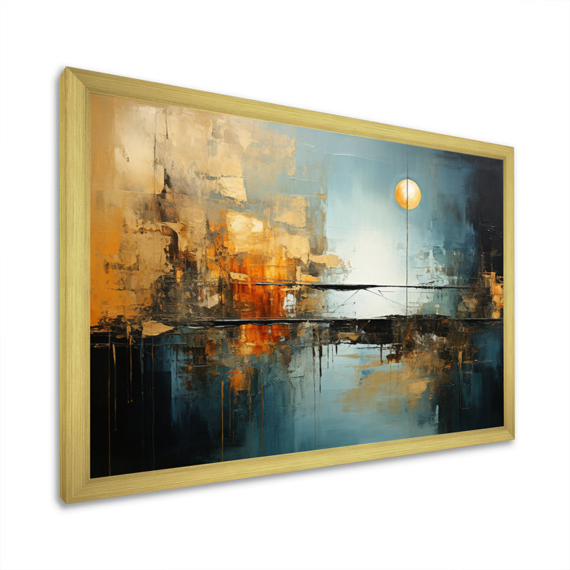 Teal Orange Bold Energy I - Print, Gold Single Picture Framed, 24" H x 32" W x 1" D