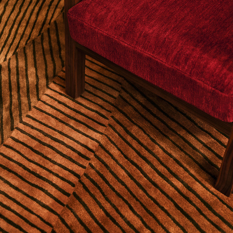 Ammonite Hand Tufted Wool Area Rug in Ocre, Rectangle 6'7" x 9'10"
