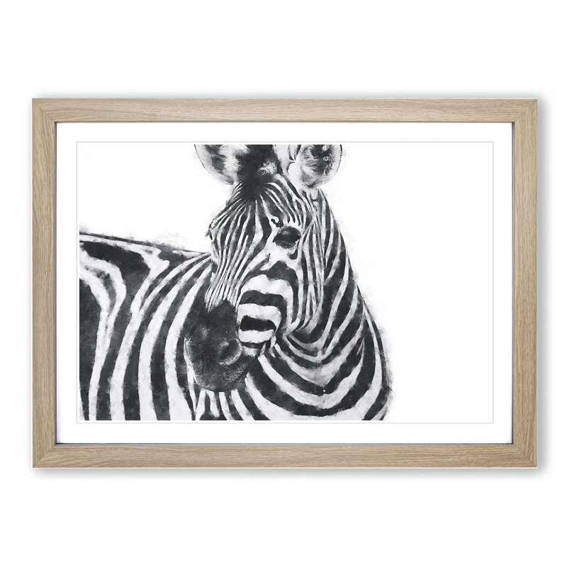 Zebra Vol.6 - Picture Frame Painting, 27cm H x 36cm W x 2cm D, Oak