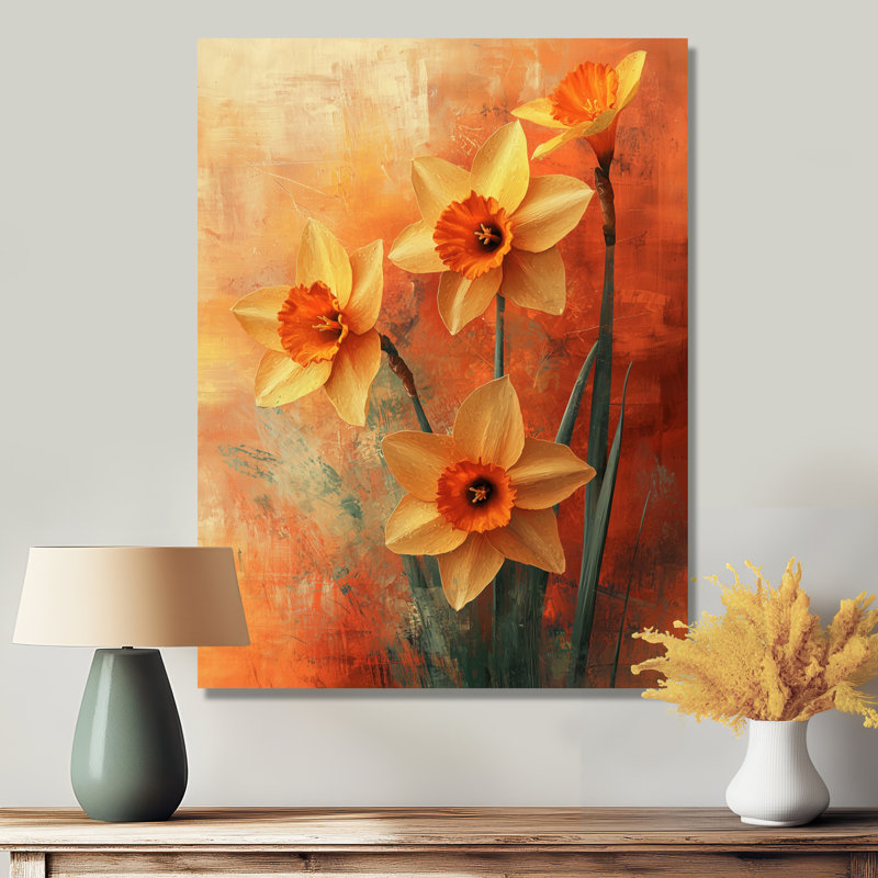 Joscelyn - Jonquilles, art mural en métal, H 32 po x l 24 po
