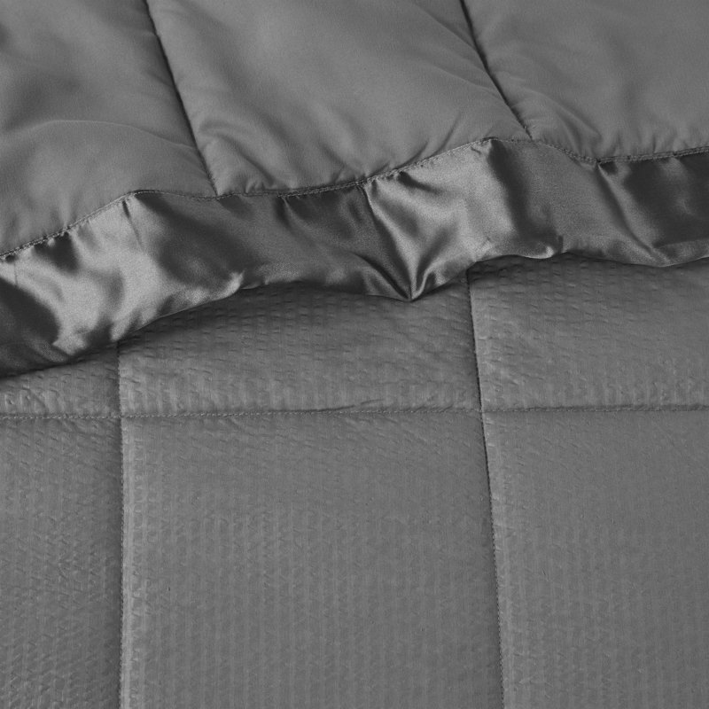 Twin Charcoal Down Alternative Blanket with Satin Trim
