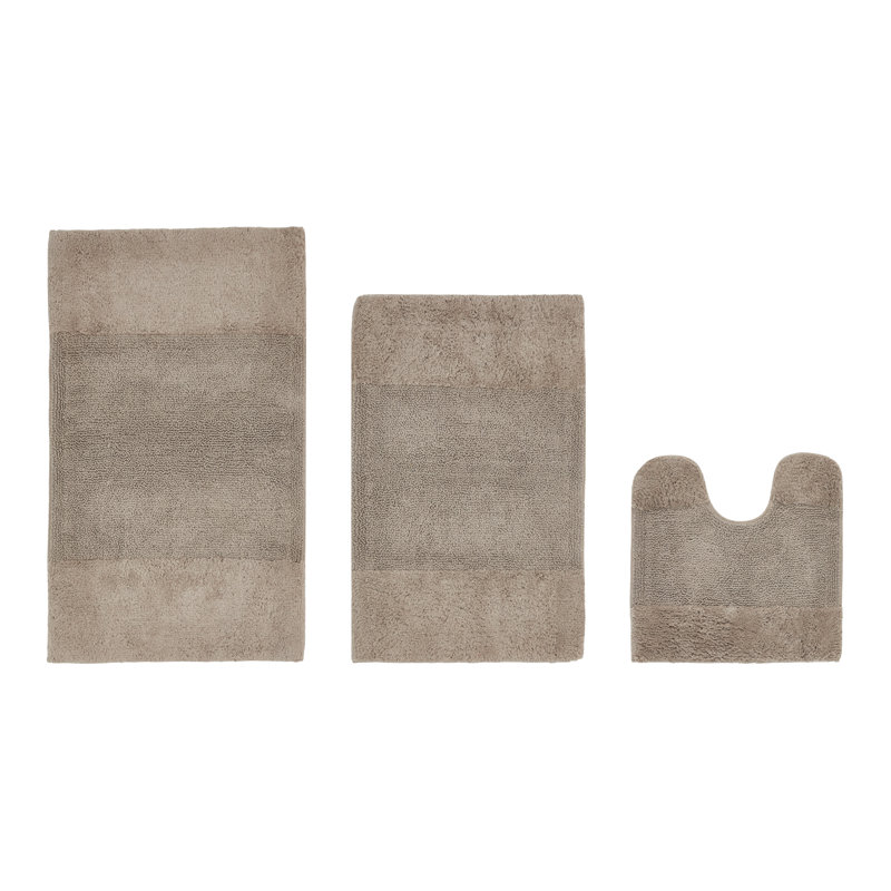 Ensemble de tapis pour salle de bain 3 pièces 100% coton 2155 g / m² Merkle, certifié OEKO-TEX®, envers en latex antidérapant, touffeté moelleux, super absorbant et lavable à la machine pour la salle de bain, la douche et la baignoire, beige