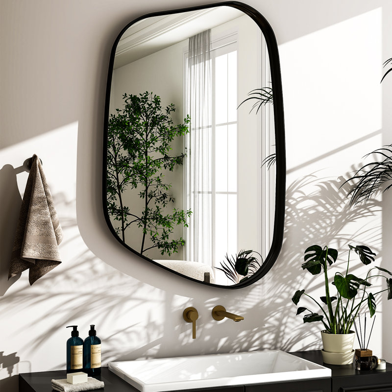 Miroir mural en aluminium, Noir, H 40 po x l 26 po x P 1,4 po